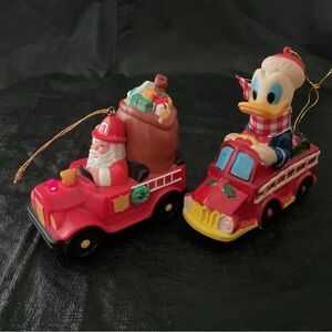 Santa Claus Light Fireman Daffy Duck Fire Truck 3.5" Plastic Christmas Ornament